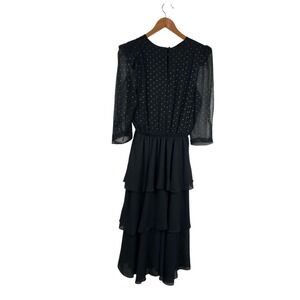 Vintage Pellini Women's Layered Tiered Polka Dot Cocktail Dress Black Sz 9/10